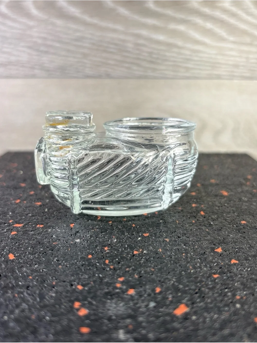 Vintage Art Deco Style Glass Bird Cage Feeder  Seed Water Bowl USA 2.75” X 1.75”
